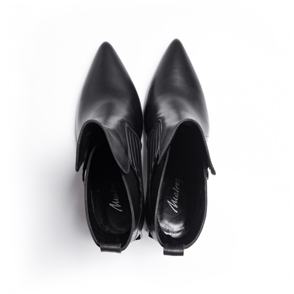 Matraş Deri Kadın Topuklu Bot  Siyah 9FF-1435