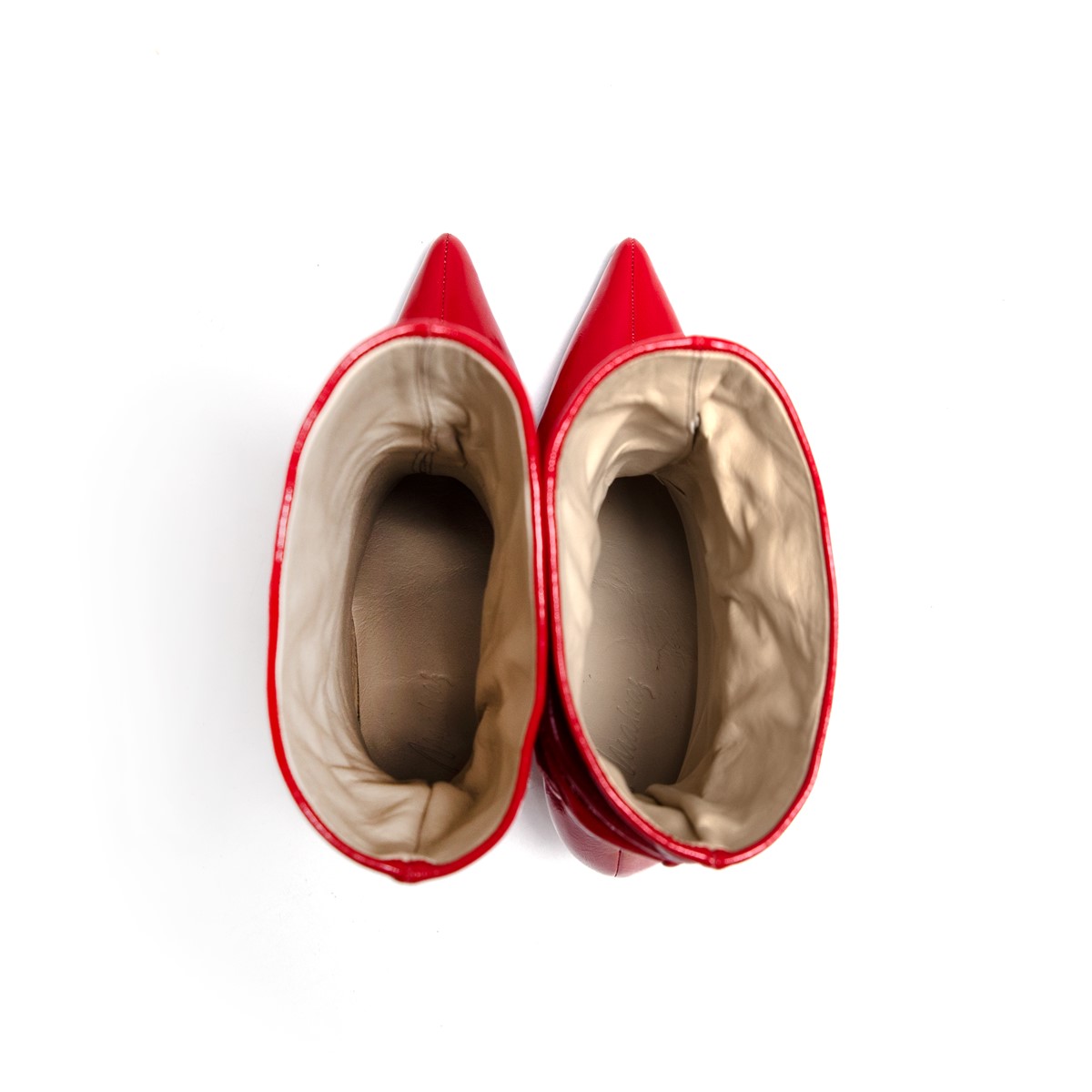 Matraş Kadın Rugan Topuklu Çizme Kırmızı 9FF-1453
