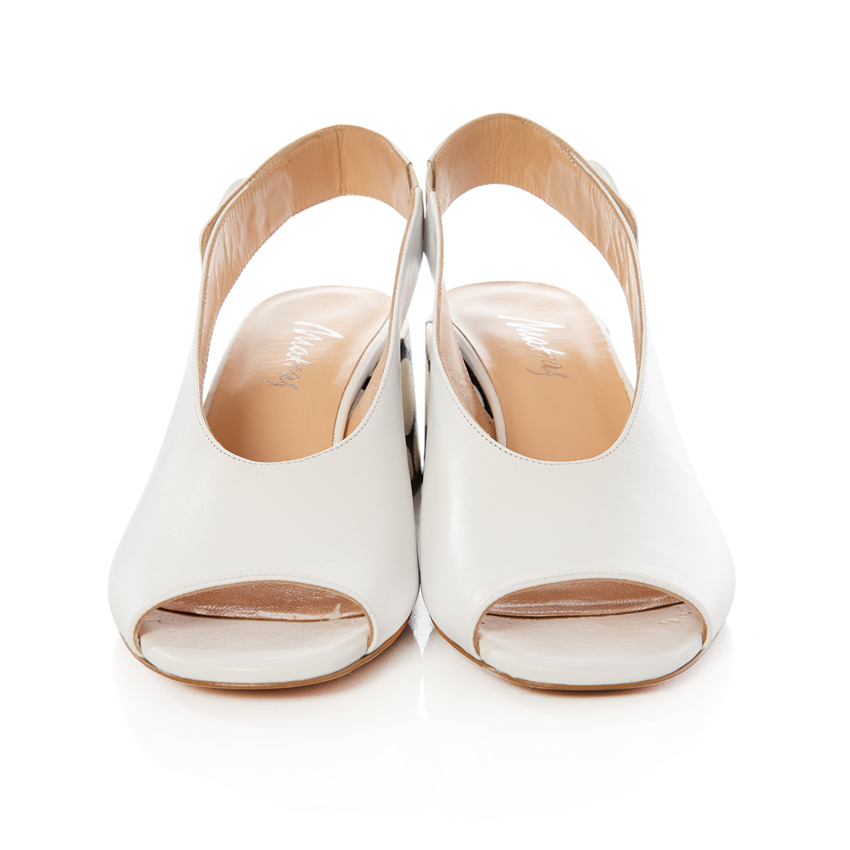 Matraş Kadın Deri Topuklu Ayakkabı  Beyaz 9FF-1391