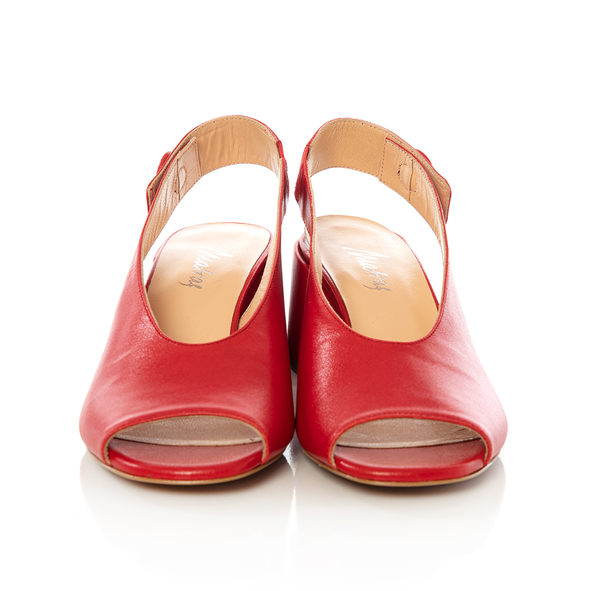 Matraş Kadın Deri Topuklu Ayakkabı  Kırmızı 9FF-1391