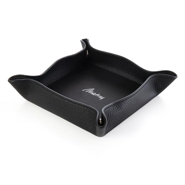 Unisex Siyah Gerçek Deri Masaüstü Kartvizitlik – 14x14 cm, Çıtçıtlı Tasarım 0HH-1046 