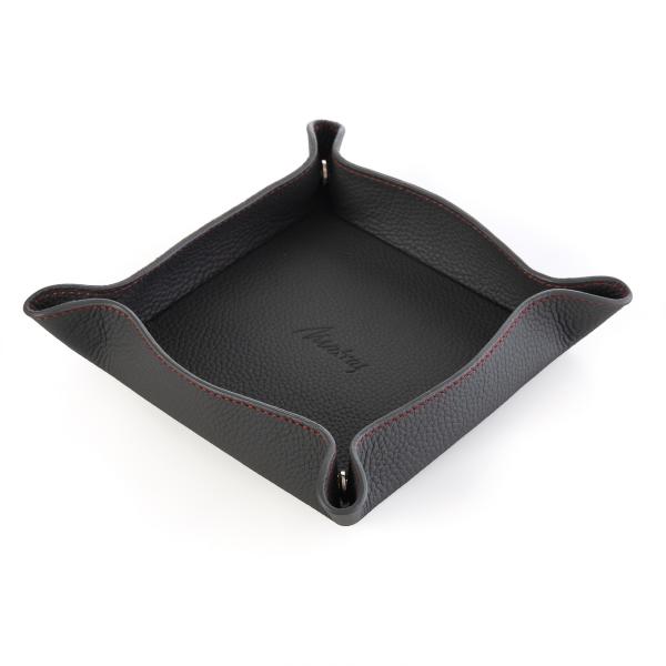 Unisex Füme Gerçek Deri Masaüstü Kartvizitlik 14x14 cm