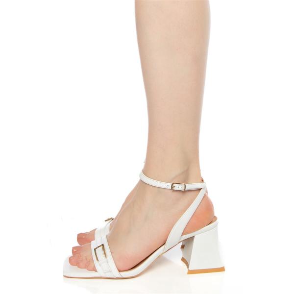 Matraş Kadın Topuklu Ayakkabı Beyaz 9FF-1478