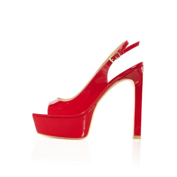 Matraş Kadın Platform Topuklu Ayakkabı Kırmızı 9FF-1497