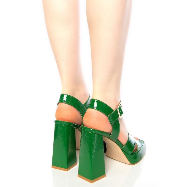Matraş Kadın Topuklu Sandalet Yeşil 9FF-1475
