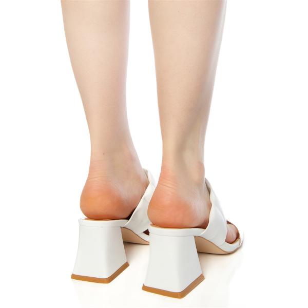 Matraş Kadın Topuklu Sandalet Beyaz 9FF-1469