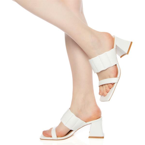 Matraş Kadın Topuklu Sandalet Beyaz 9FF-1469