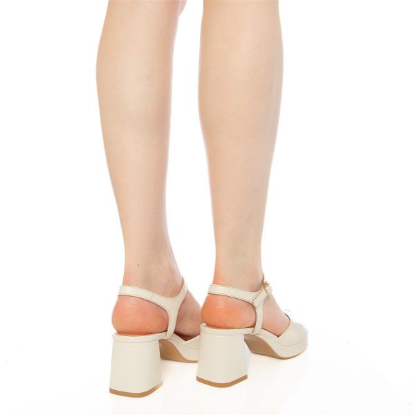 Matraş Kadın Topuklu Sandalet Bej 9FF-1486