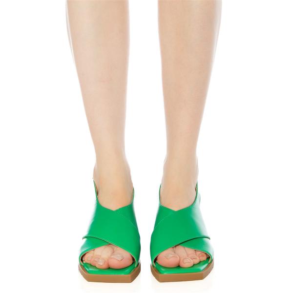 Matraş Kadın Topuklu Sandalet Yeşil 9FF-1495