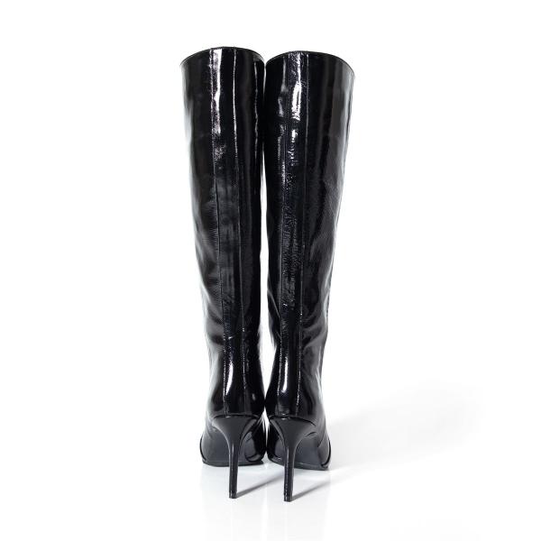 Matraş Kadın Topuklu Rugan Çizme Siyah 9FF-1447