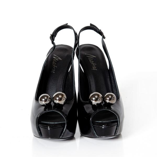 Matraş Kadın Gizli Platformlu Rugan Deri Topuklu Ayakkabı  Siyah 9FF-1040