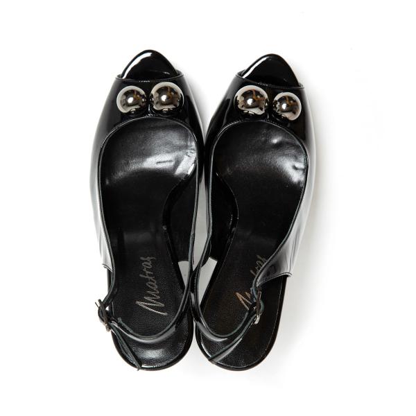 Matraş Kadın Gizli Platformlu Rugan Deri Topuklu Ayakkabı  Siyah 9FF-1040