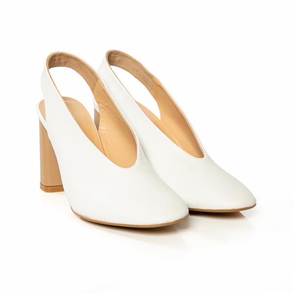 Matraş Kadın Deri Topuklu Ayakkabı  Beyaz 9FF-1380