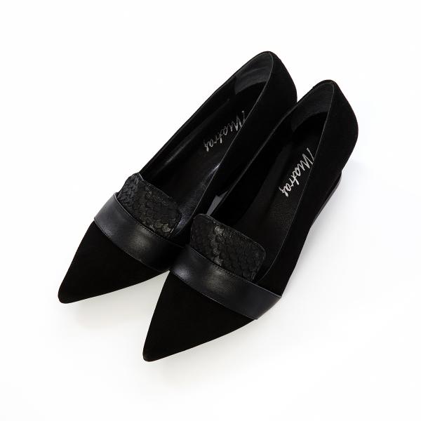 Matraş Kadın Deri Topuklu Ayakkabı Siyah