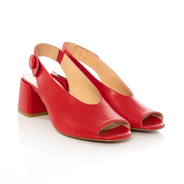 Matraş Kadın Deri Topuklu Ayakkabı  Kırmızı 9FF-1391