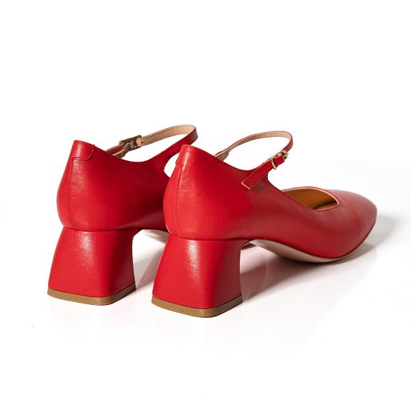 Matraş Kadın Deri Topuklu Ayakkabı  Kırmızı 9FF-1393