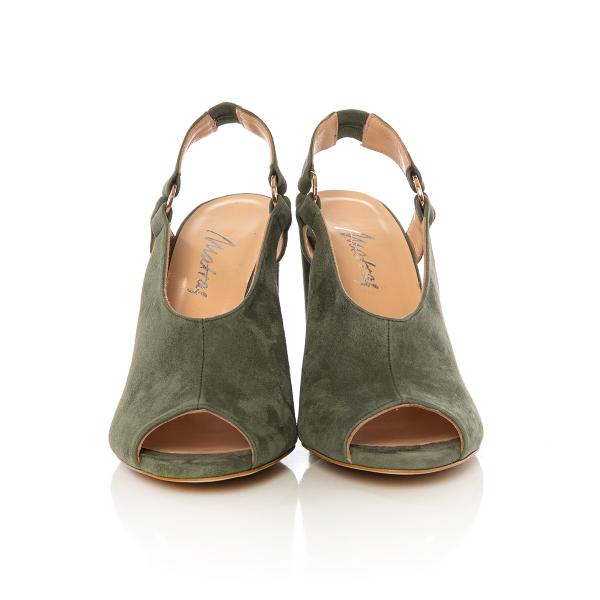 Matraş Kadın Süet Topuklu Ayakkabı  Yeşil 9FF-1403