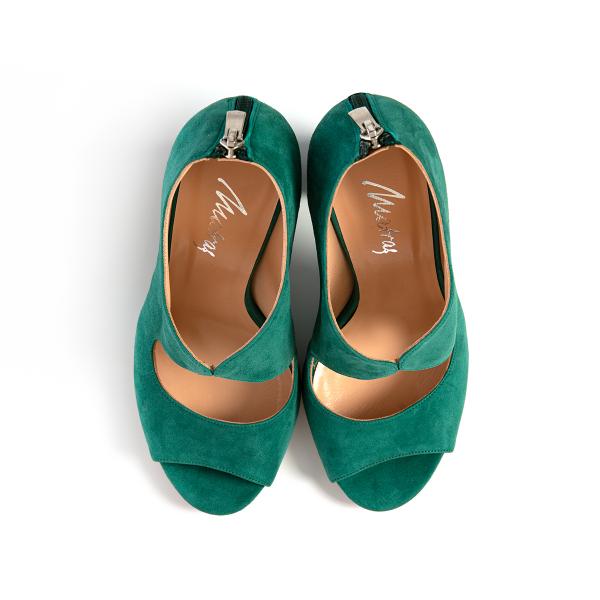 Matraş Kadın Süet Topuklu Ayakkabı  Yeşil 9FF-1405