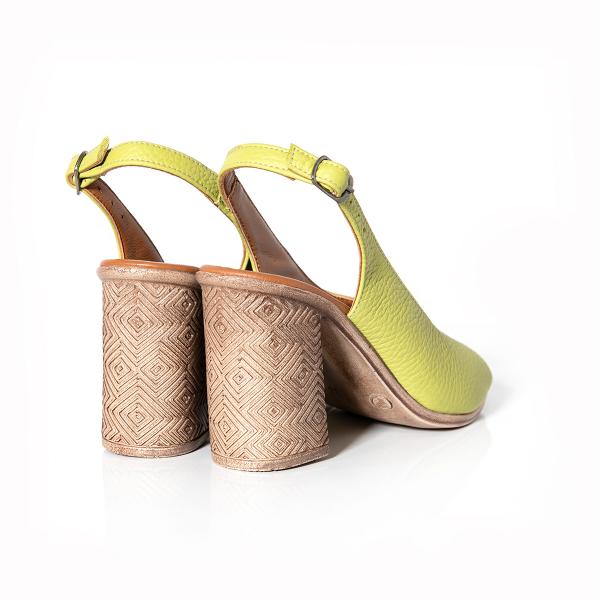 Matraş Kadın Deri Topuklu Ayakkabı  Fıstık Yeşili 9FF-1427