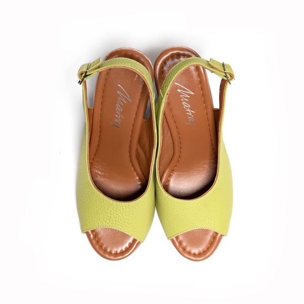 Matraş Kadın Deri Topuklu Ayakkabı  Fıstık Yeşili 9FF-1427