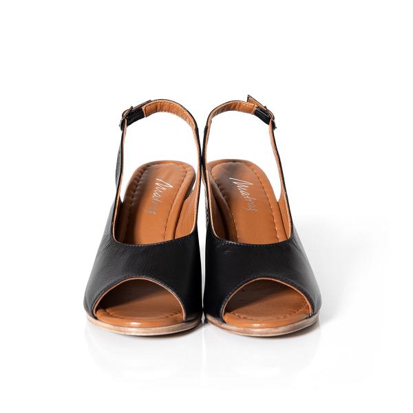 Matraş Kadın Deri Topuklu Ayakkabı  Siyah 9FF-1427